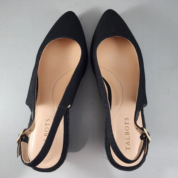 Talbots Women's Size 9M Black Wedge Slingback Closed Toe Espadrille Sandals - Picture 6 of 9